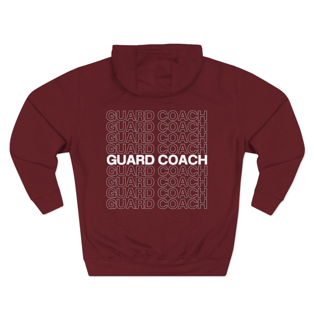 Guard Coach Hoodie — Repeated Text Back Graphic Coach Pullover