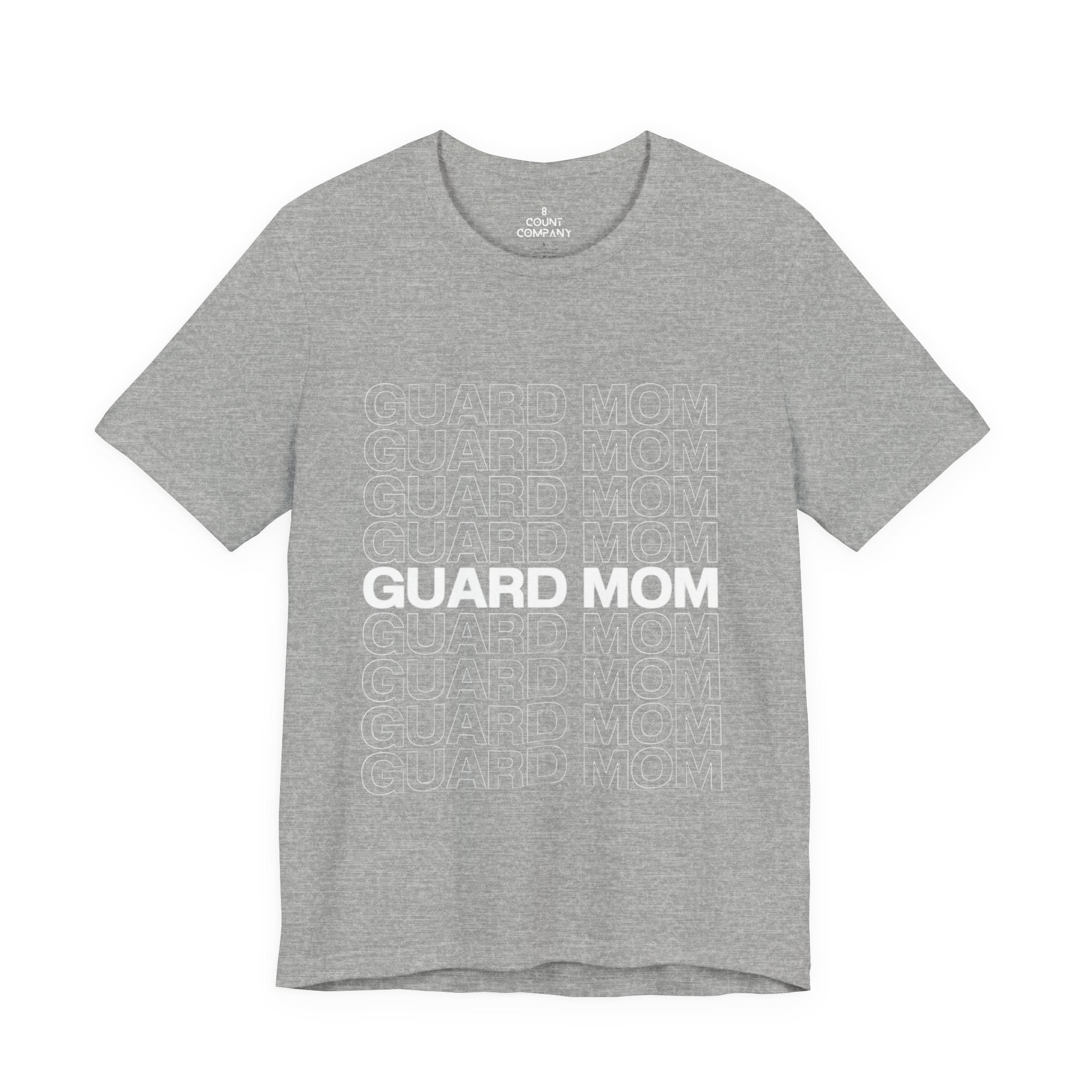 Guard Mom Tee – Repeated Text Graphic T-Shirt for Band & Guard Parents