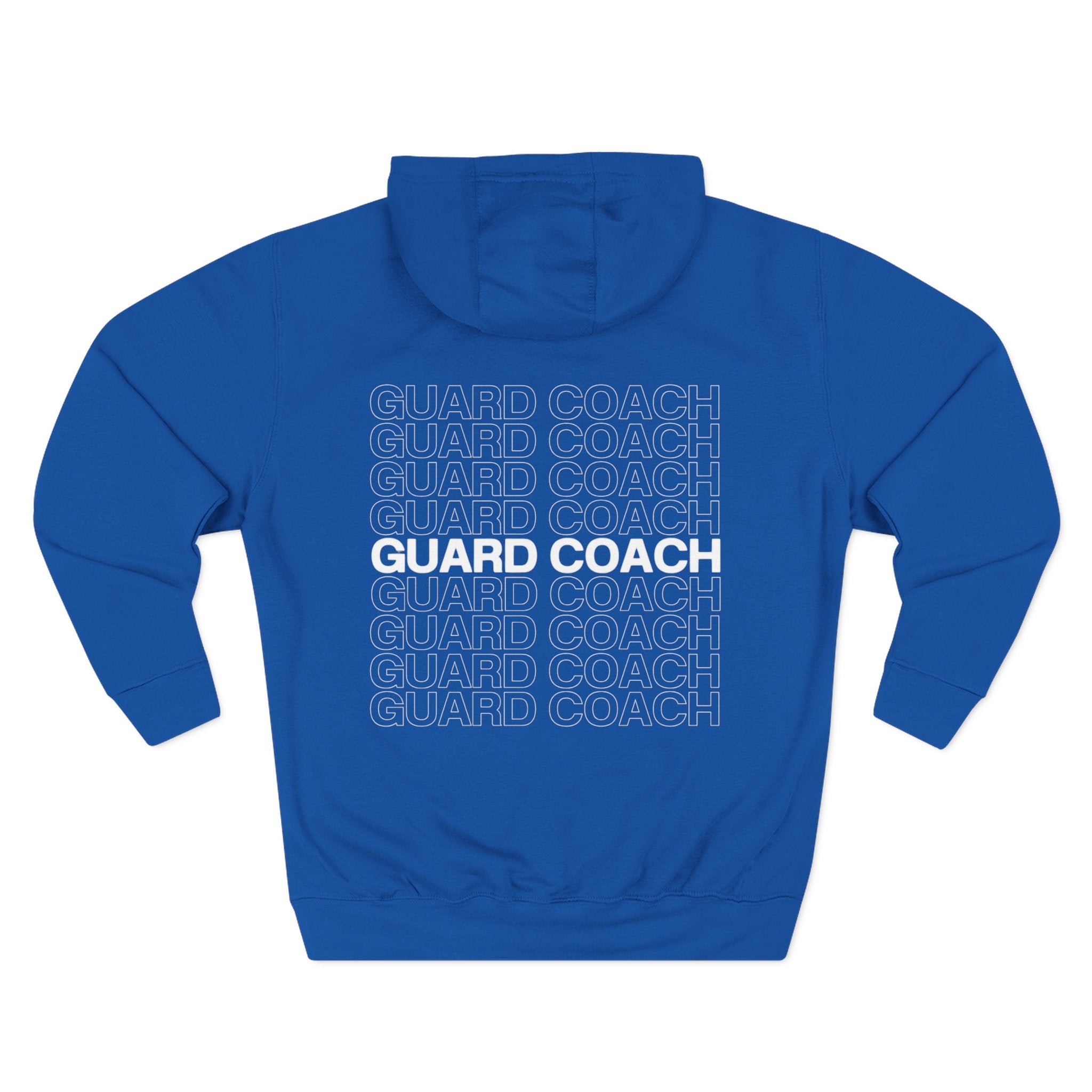 Guard Coach Hoodie — Repeated Text Back Graphic Coach Pullover