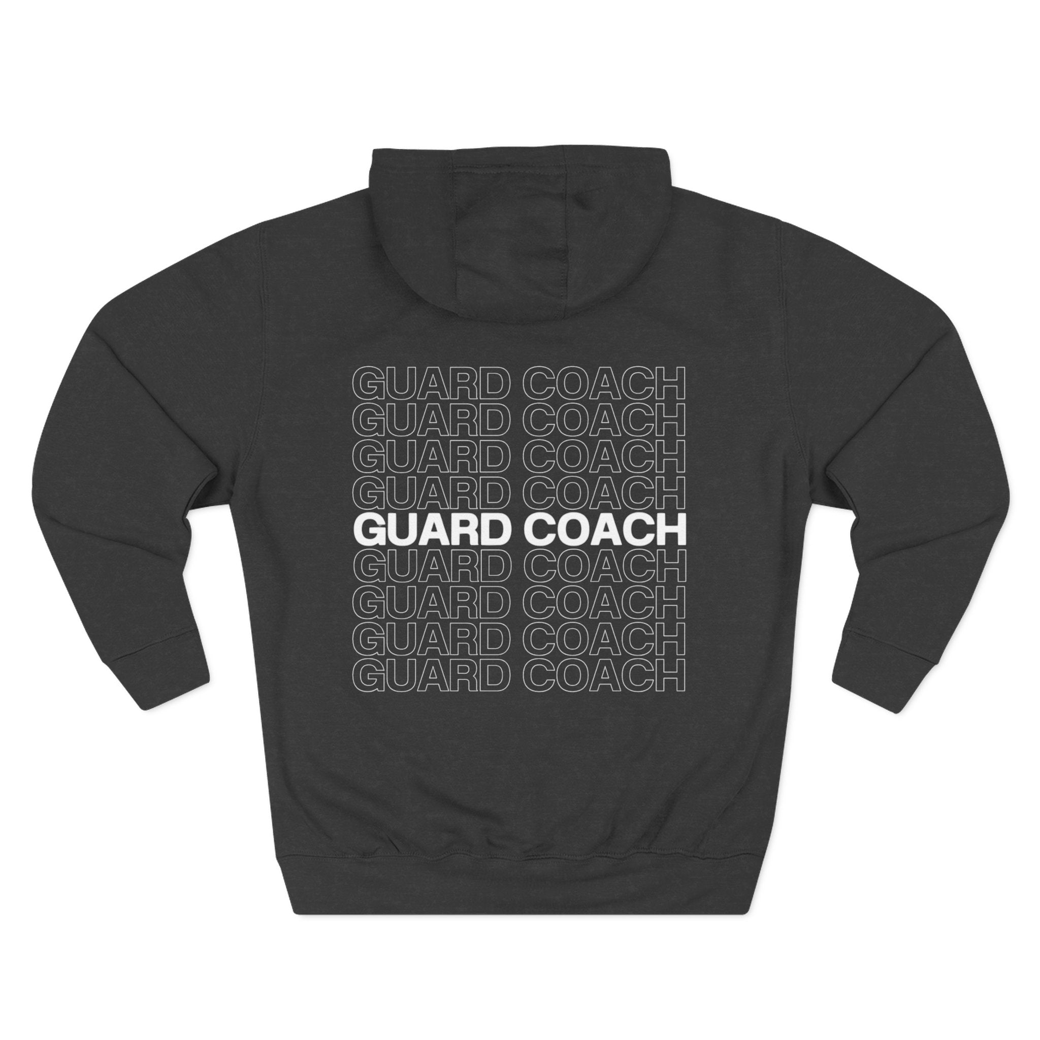 Guard Coach Hoodie — Repeated Text Back Graphic Coach Pullover