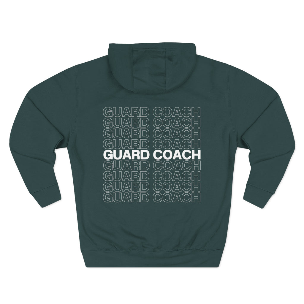 Guard Coach Hoodie — Repeated Text Back Graphic Coach Pullover
