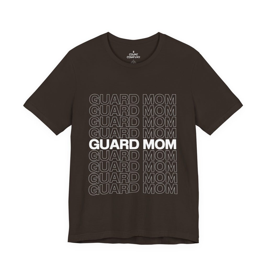 Guard Mom Tee – Repeated Text Graphic T-Shirt for Band & Guard Parents