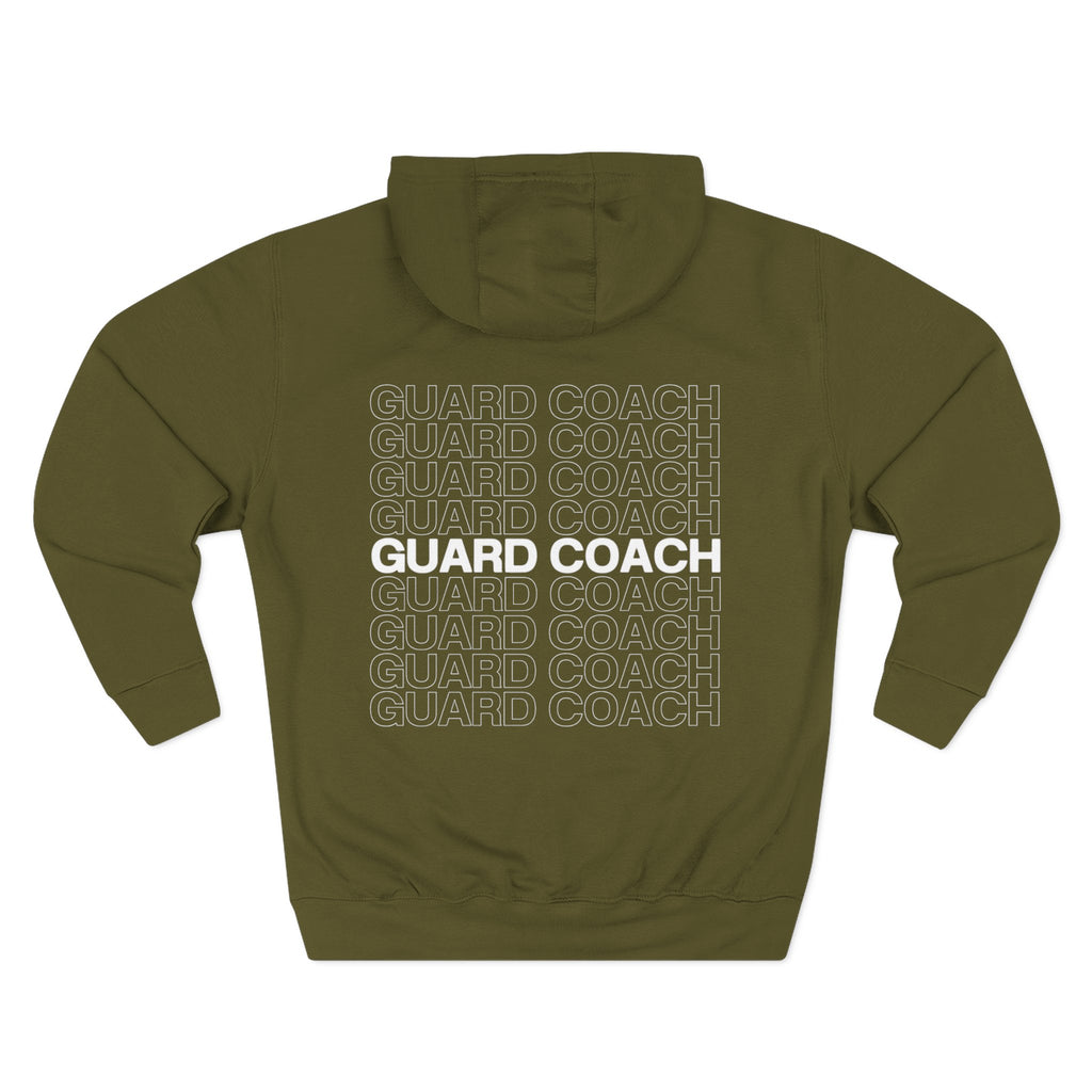 Guard Coach Hoodie — Repeated Text Back Graphic Coach Pullover