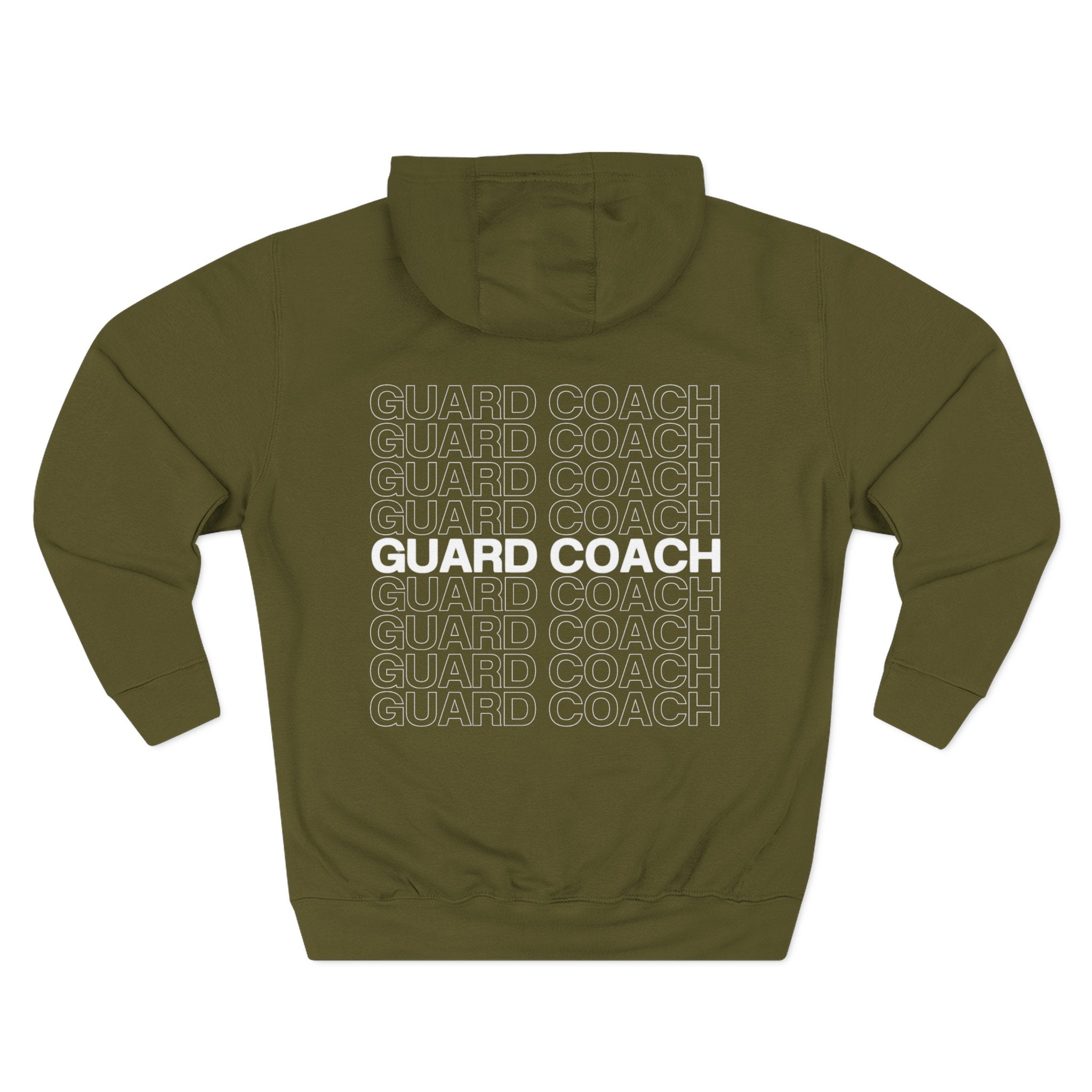 Guard Coach Hoodie — Repeated Text Back Graphic Coach Pullover