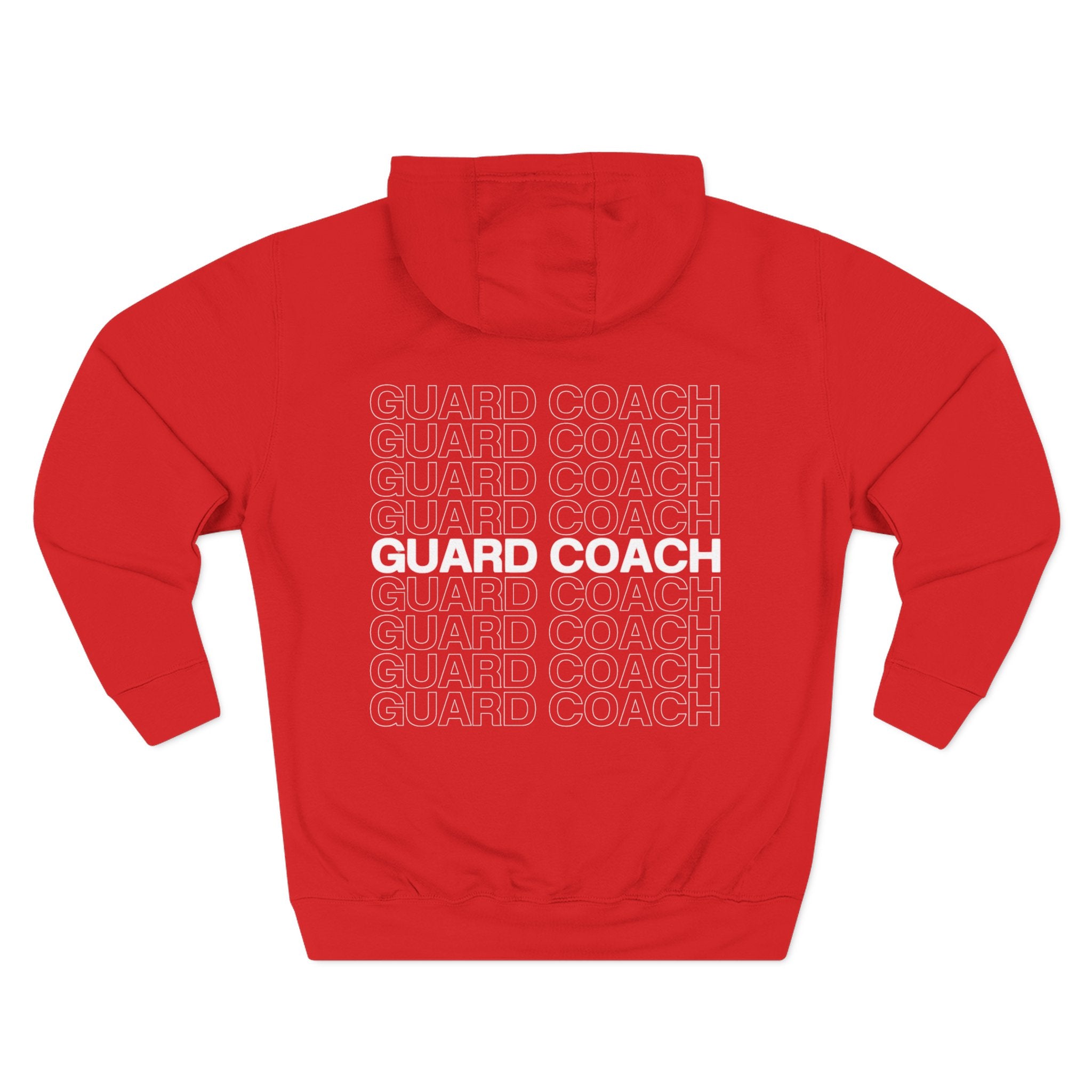 Guard Coach Hoodie — Repeated Text Back Graphic Coach Pullover