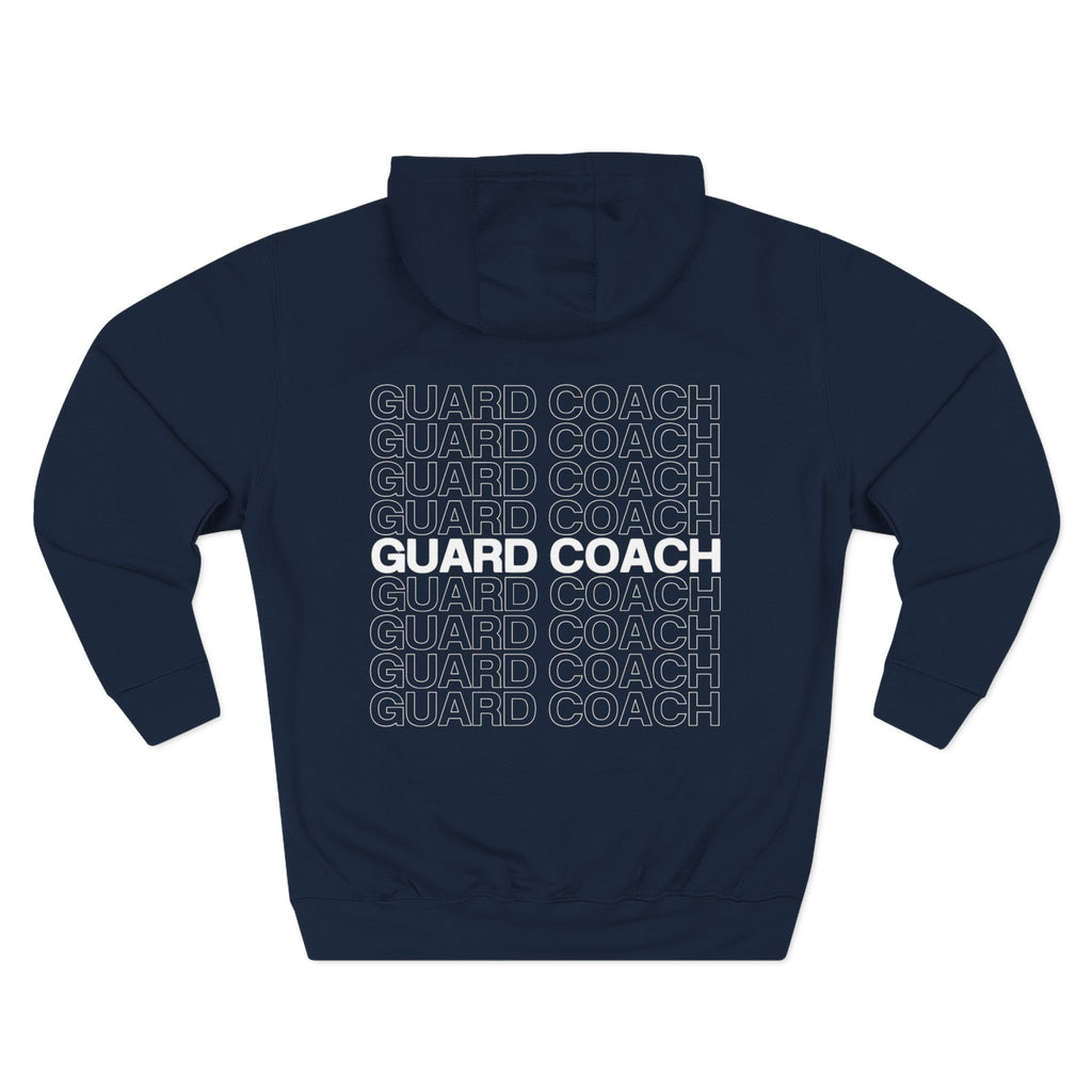 Guard Coach Hoodie — Repeated Text Back Graphic Coach Pullover