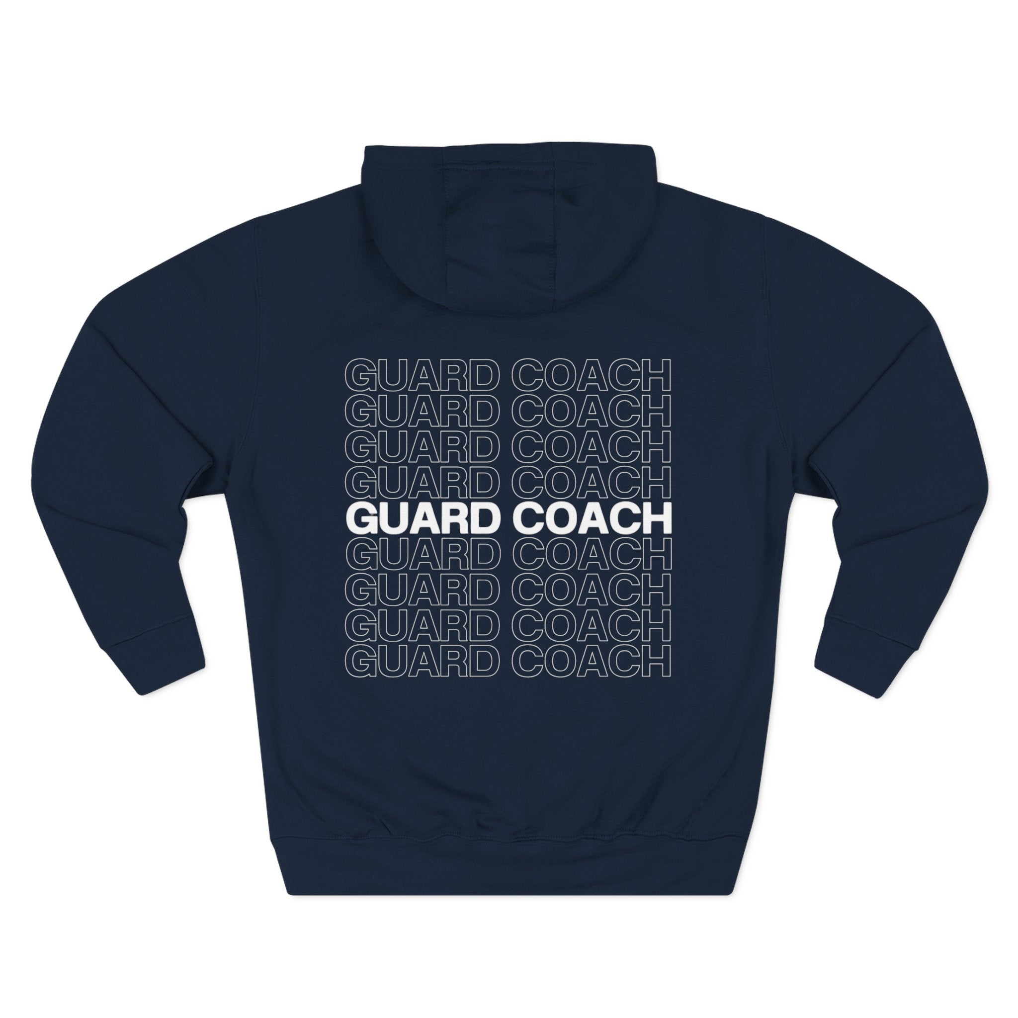 Guard Coach Hoodie — Repeated Text Back Graphic Coach Pullover
