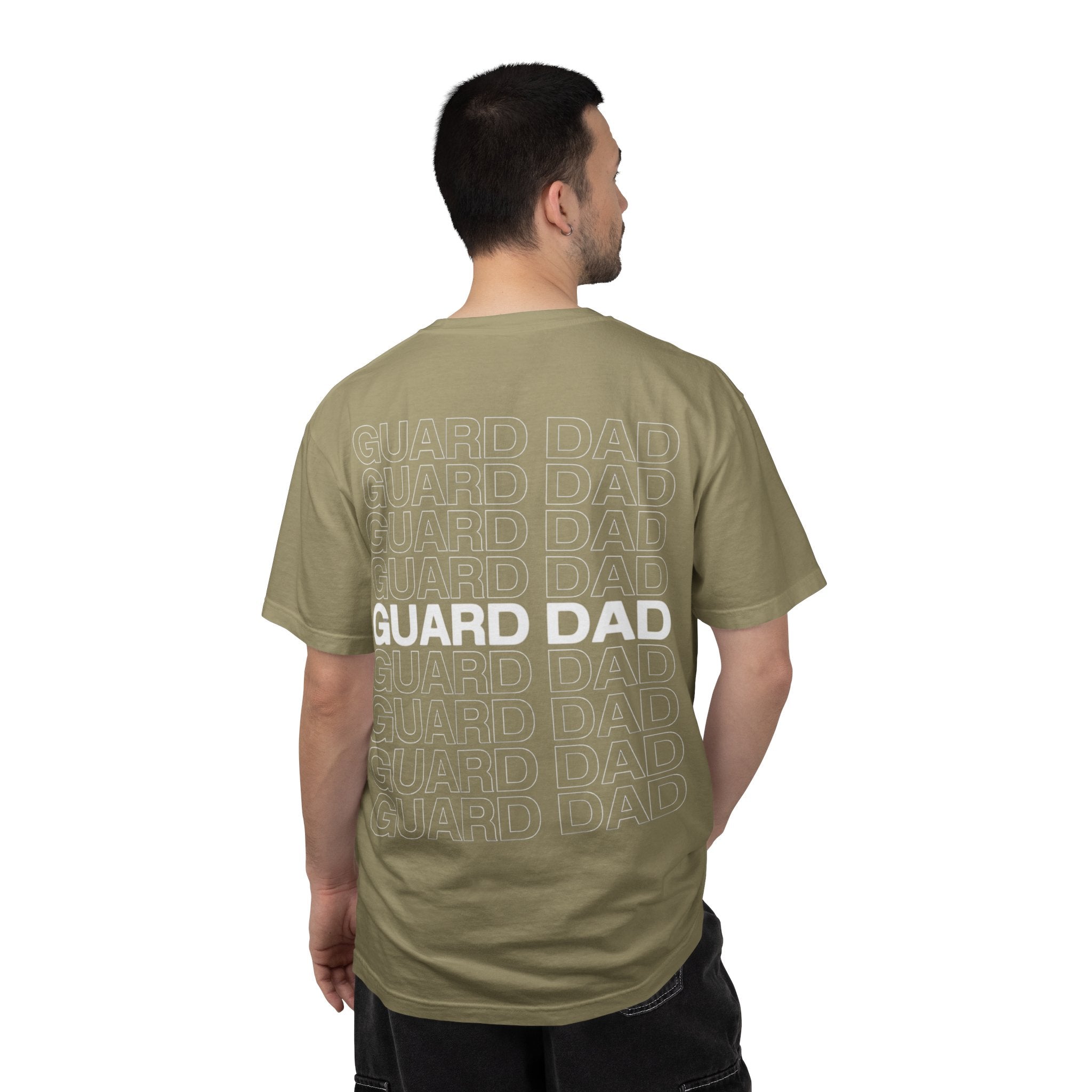 Guard Dad T-Shirt — 'Guard Dad' Repeated Back Design, Front 8C Company Badge