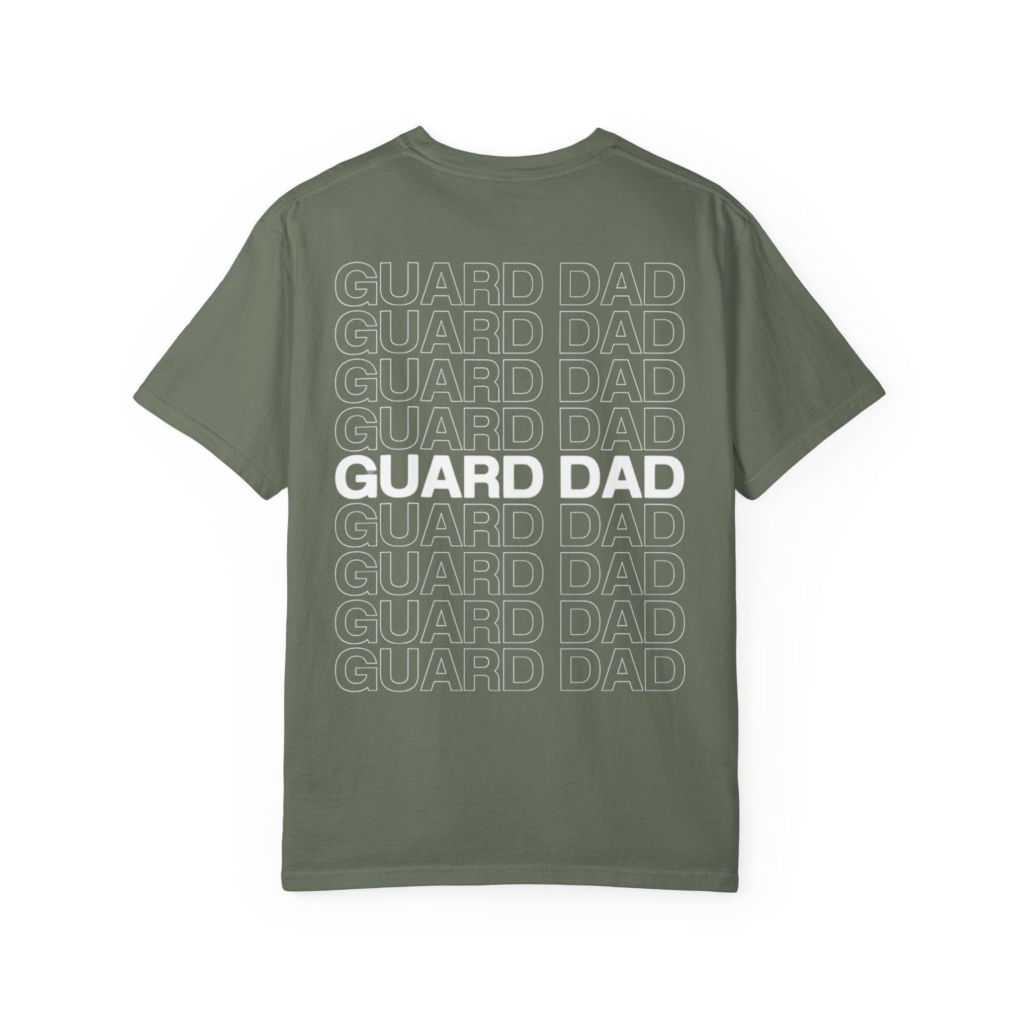Guard Dad T-Shirt — 'Guard Dad' Repeated Back Design, Front 8C Company Badge
